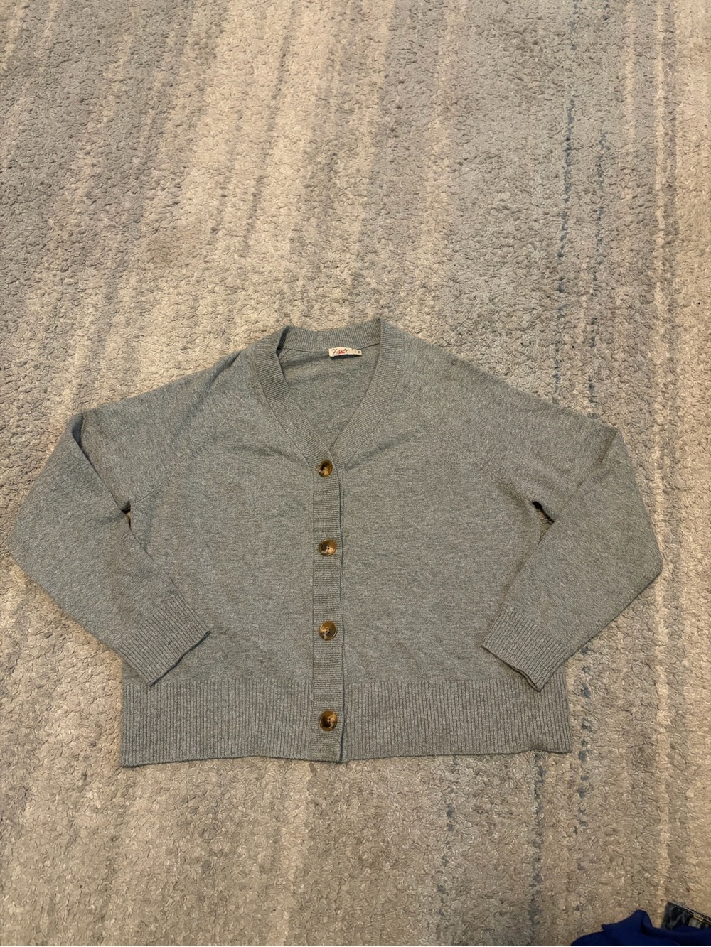 Faherty Jackson Cardigan Sweater Womens Small Grey Organic Cotton Blend V-Neck